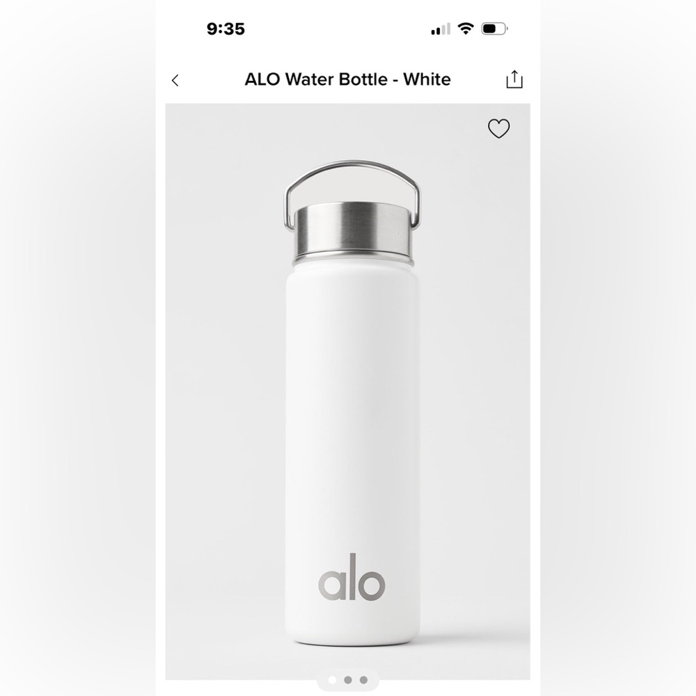 Alo White Stainless Steel Water Bottle